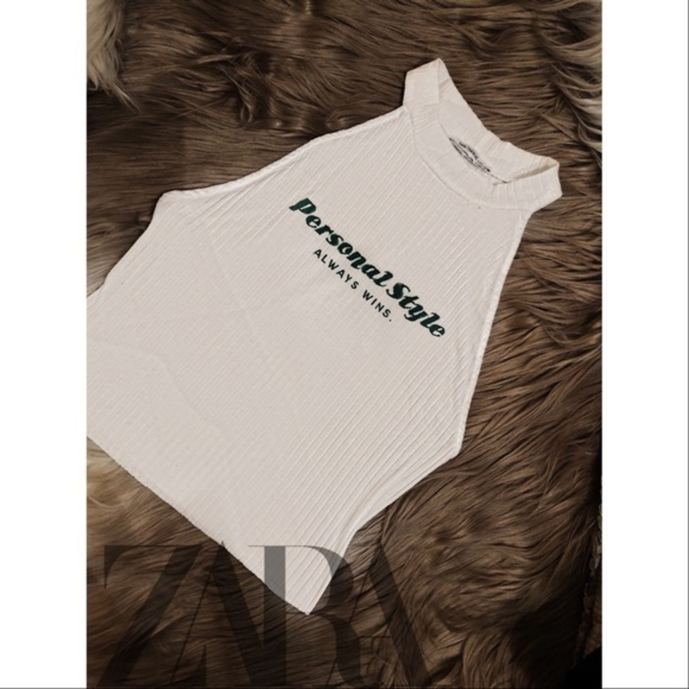 Zara cropped graphic halter top
